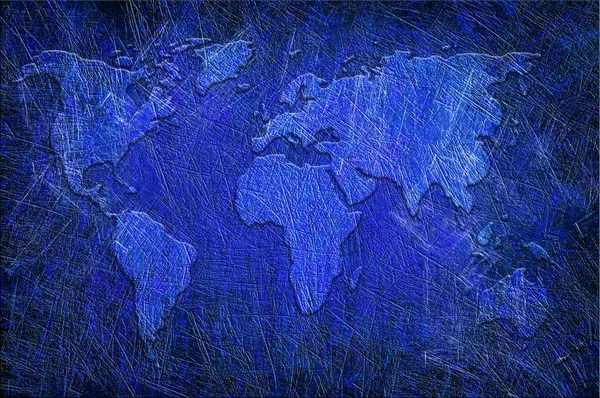 Global karta på grunge texturerat — Stockfoto