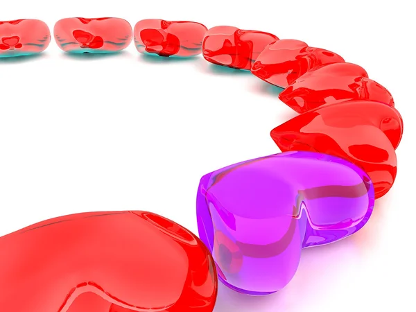 Transparentes lila & rotes Herz — Stockfoto