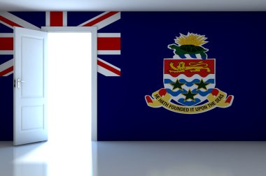 Cayman Islands flag on empty room clipart