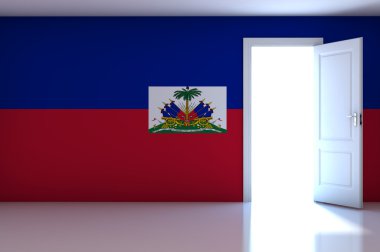 Haiti flag on empty room clipart