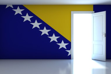 Bosnia Herzegovina Flag on empty room clipart