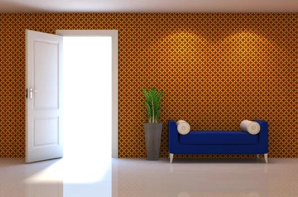 3D interiör scen av en xxx soffa på xxx klassiska vägg — Stockfoto