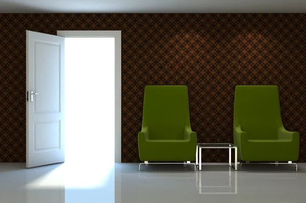 3D interiör scen av en xxx soffa på xxx klassiska vägg — Stockfoto