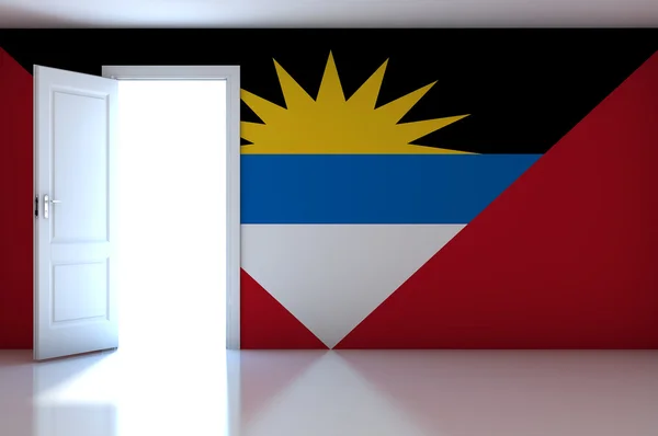 Antigua a barbuda vlajka na prázdné místnosti — Stock fotografie