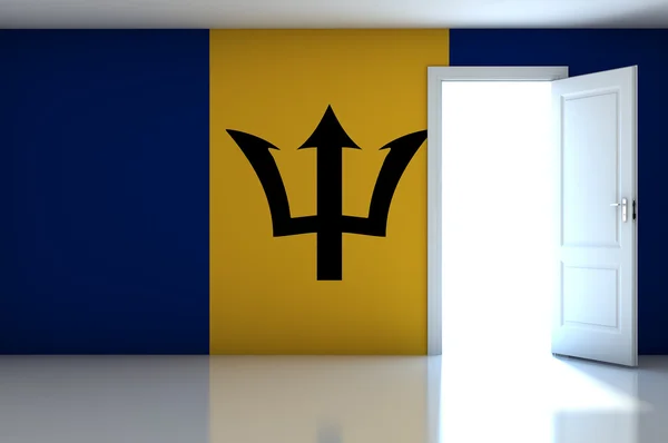 Barbados flagga på tomt rum — Stockfoto