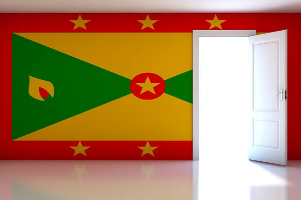 Flaga Grenady w pustym pokoju — Zdjęcie stockowe