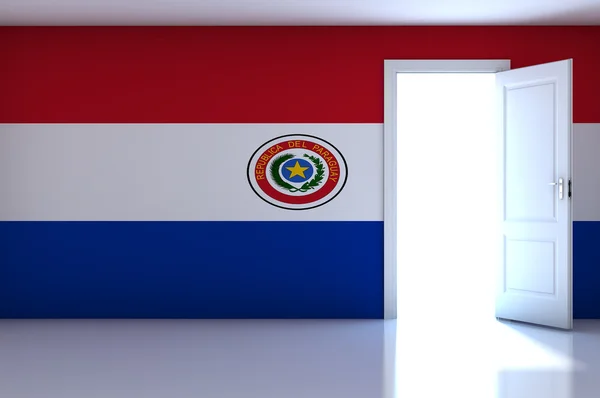 Bandera de Paraguay en habitación vacía — Foto de Stock