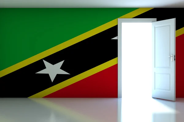 Bandeira de São Cristóvão Nevis no quarto vazio — Fotografia de Stock