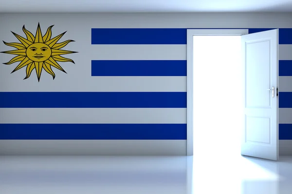 Bandera de Uruguay en habitación vacía — Foto de Stock