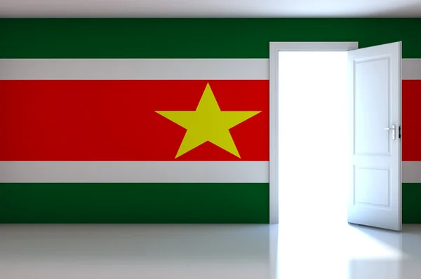 Surinams flagga på tomt rum — Stockfoto