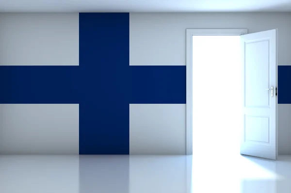空の部屋にフィンランドの国旗 — ストック写真
