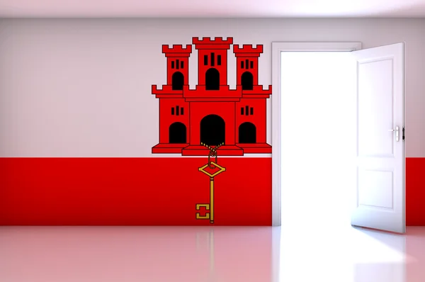 Gibraltar flag on empty room — Stok fotoğraf
