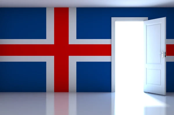 Islandská vlajka na prázdné místnosti — Stock fotografie