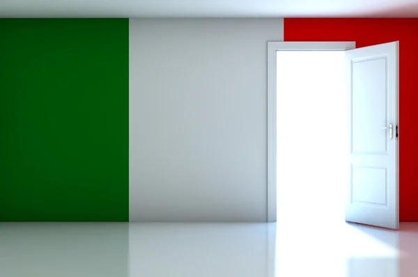 Italia bandiera sulla stanza vuota — Foto Stock