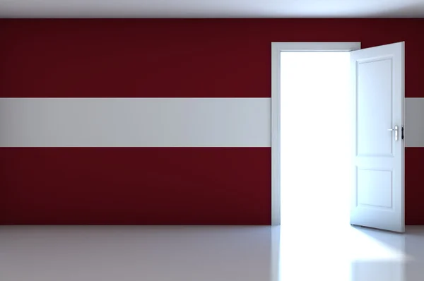 Bandeira da Letónia no quarto vazio — Fotografia de Stock