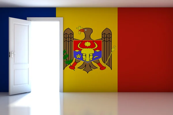 Bandera de Moldavia en habitación vacía —  Fotos de Stock