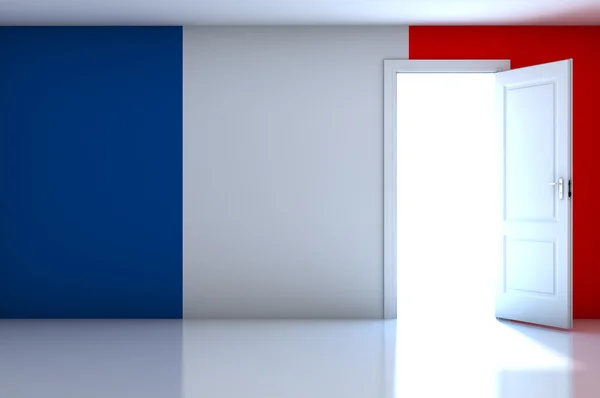 Bandeira da França no quarto vazio — Fotografia de Stock
