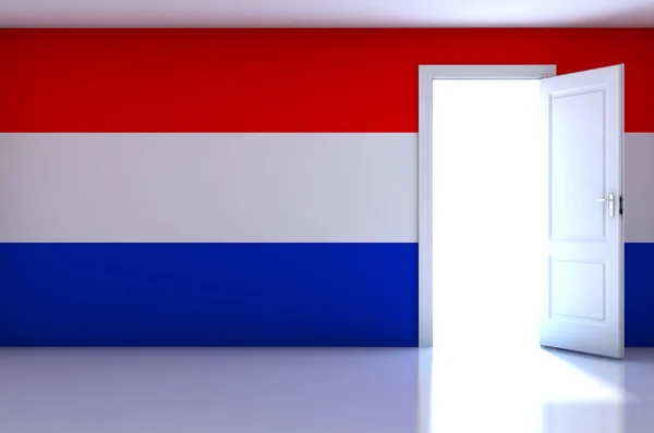 Pays-Bas drapeau sur chambre vide — Photo
