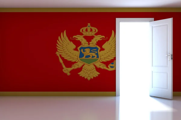 Flaga Czarnogóry na pustym pokoju — Zdjęcie stockowe