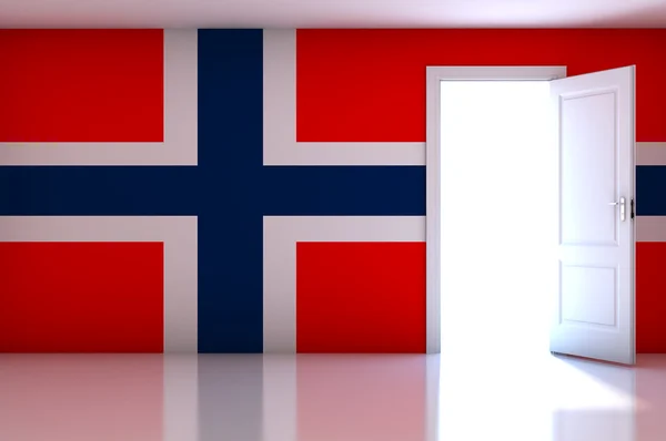 Флаг Норвегии на пустой комнате — стоковое фото