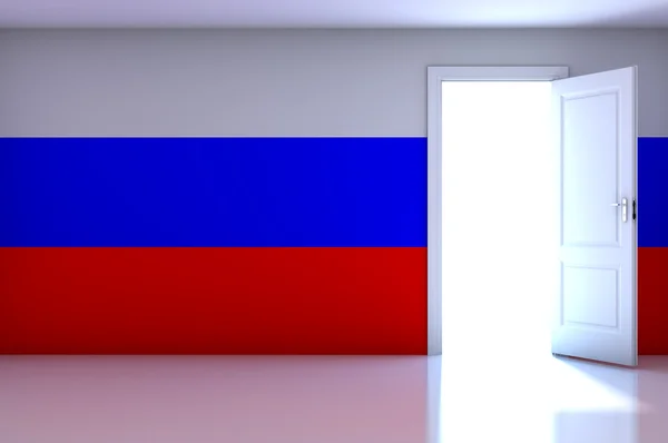 Bandeira da Rússia no quarto vazio — Fotografia de Stock