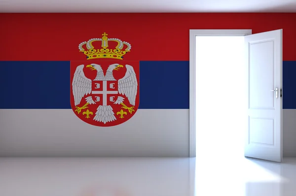 Flaga Serbii na pustym pokoju — Zdjęcie stockowe