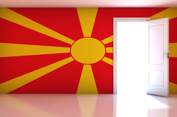 Vlajka Makedonie na prázdné místnosti — Stock fotografie