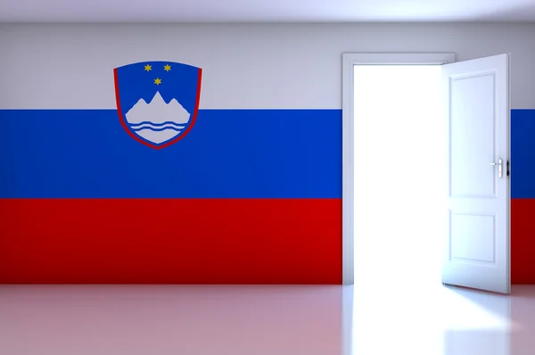 Eslovénia bandeira no quarto vazio — Fotografia de Stock