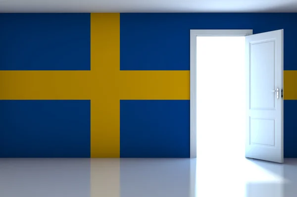 Švédsko vlajka na prázdné místnosti — Stock fotografie
