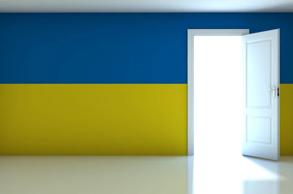 Bandera de Ucrania en habitación vacía — Foto de Stock