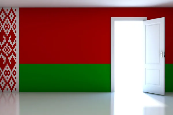 Bielorrússia Bandeira no quarto vazio — Fotografia de Stock
