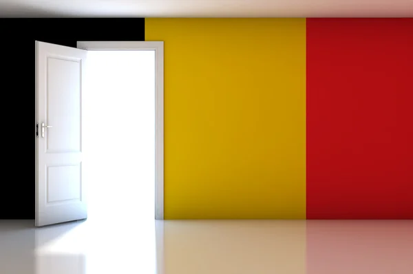 Σημαία του Βελγίου σχετικά άδειο δωμάτιο — Φωτογραφία Αρχείου