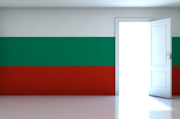 Bulgaria Bandera en habitación vacía — Foto de Stock