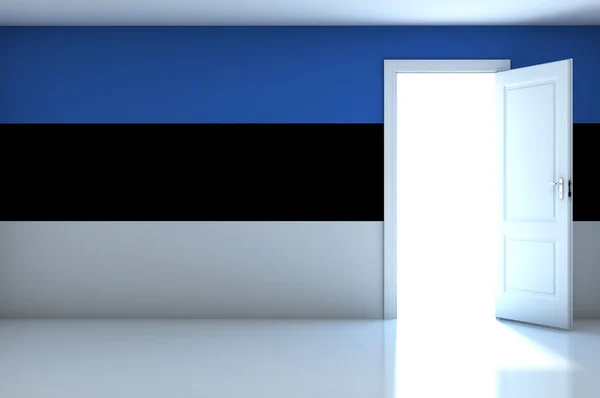 Estonia Bandera en habitación vacía —  Fotos de Stock