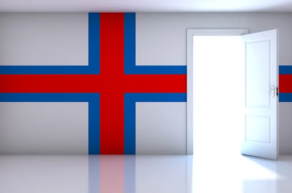 Vlajka Faerských ostrovů v prázdné místnosti — Stock fotografie