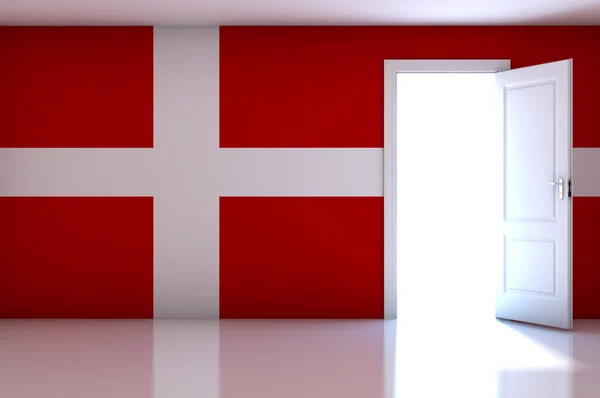 空の部屋にデンマークの旗 — ストック写真