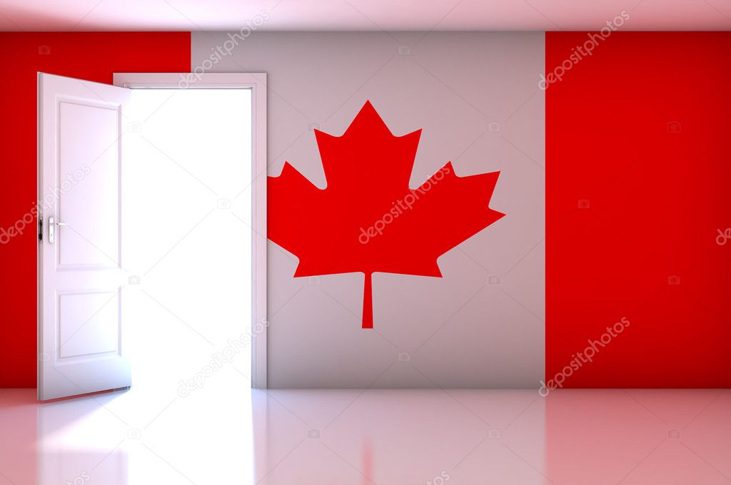 Canada flag on empty room