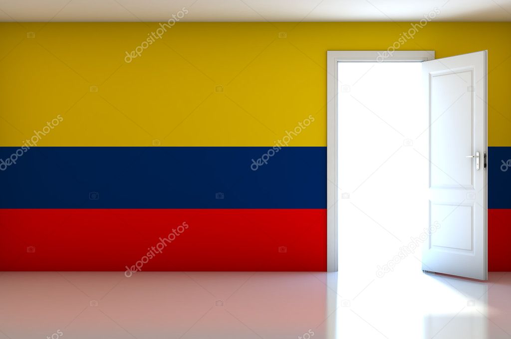 Colombia flag on empty room