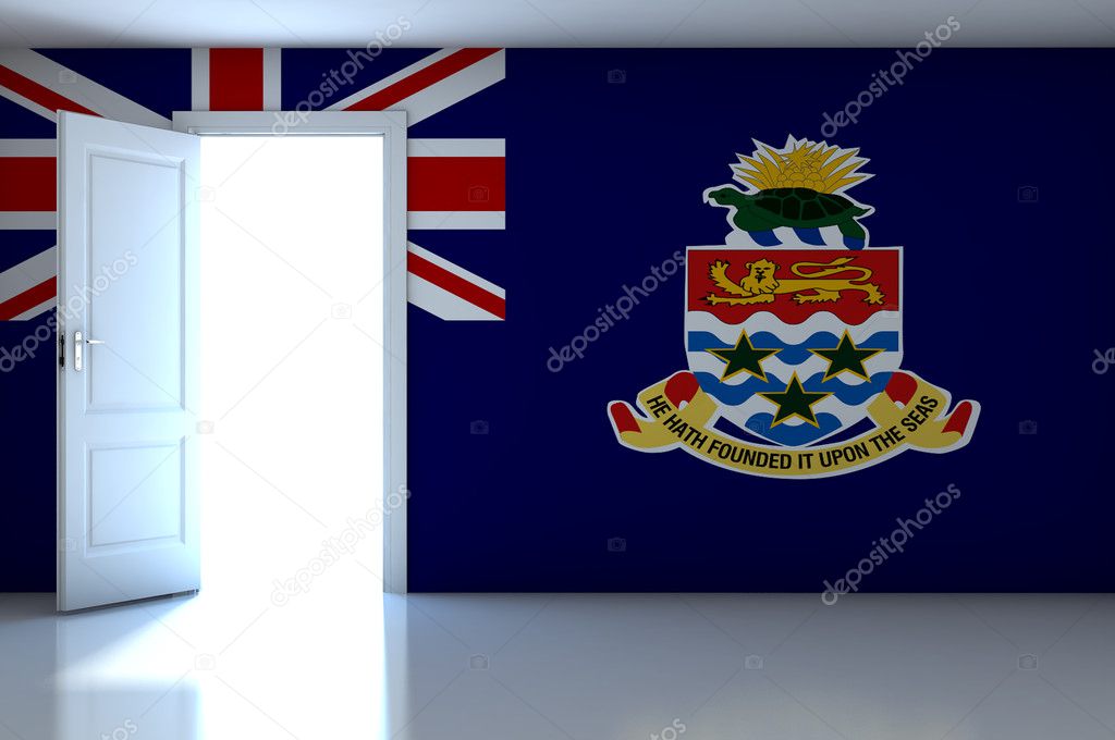 Cayman Islands flag on empty room
