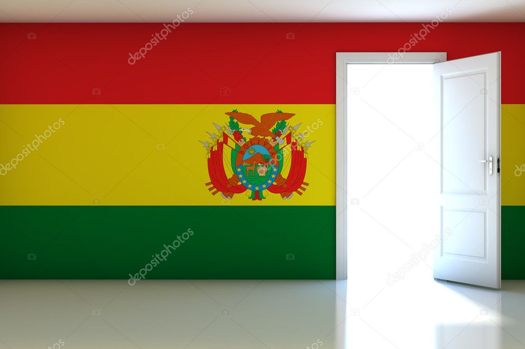 Bolivia flag on empty room
