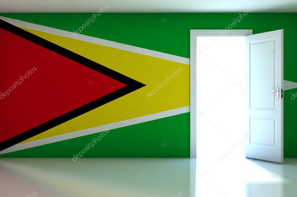 Guyana flag on empty room