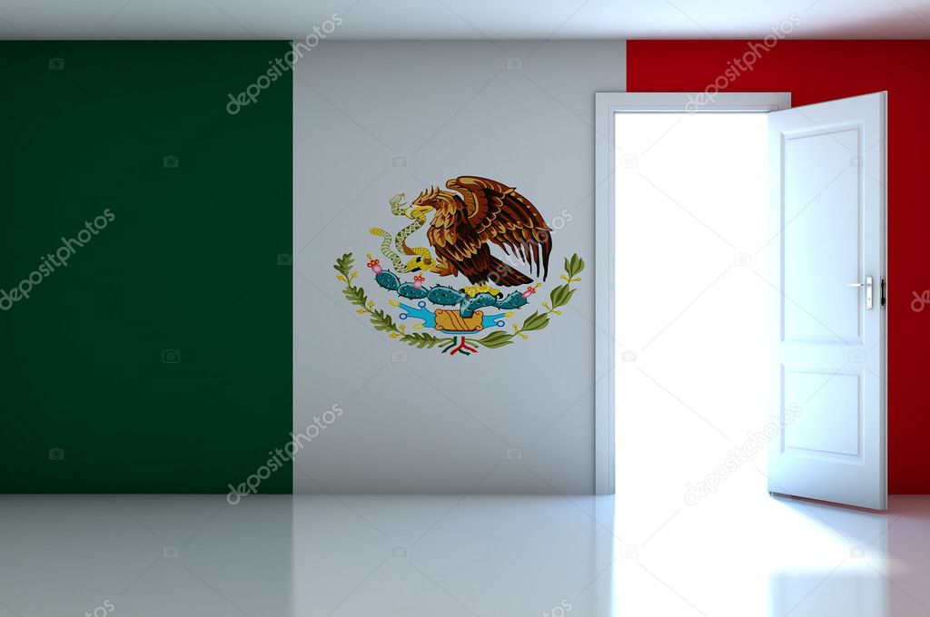 Mexico flag on empty room