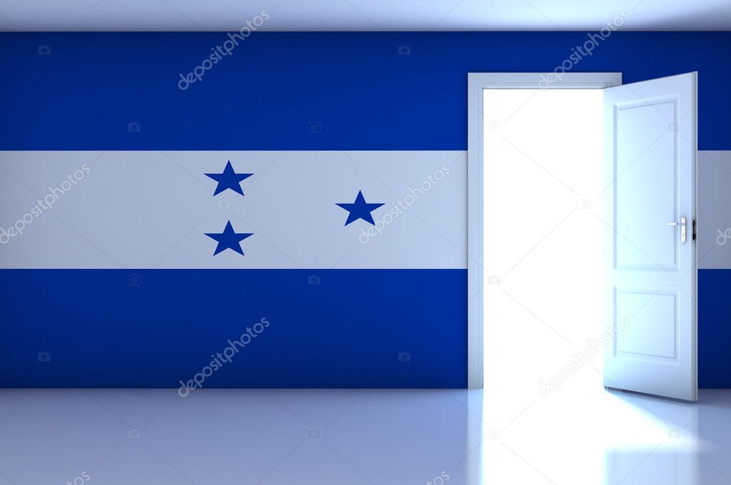 Honduras flag on empty room