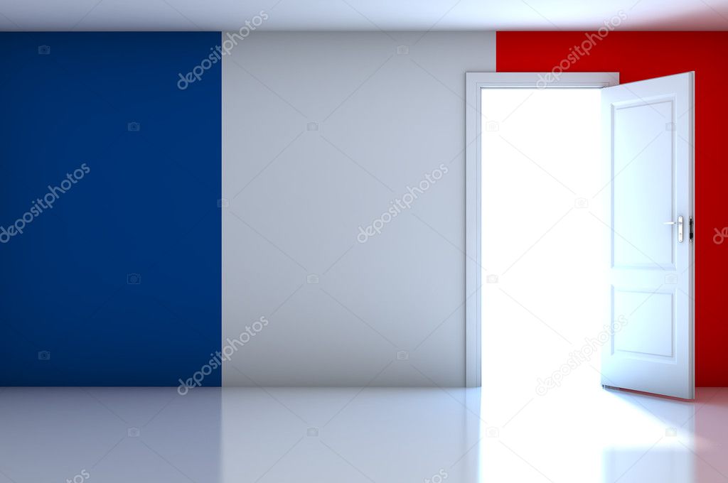 France flag on empty room