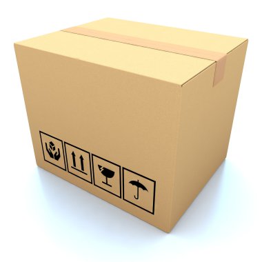 Cardboard boxes on white background 3d illustration clipart