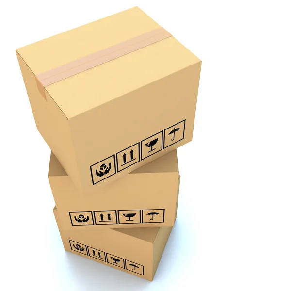 Cardboard boxes on white background 3d illustration — Stock Photo, Image