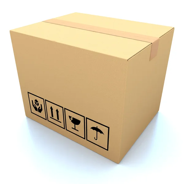 Kartonnen dozen op witte achtergrond 3d illustratie — Stockfoto
