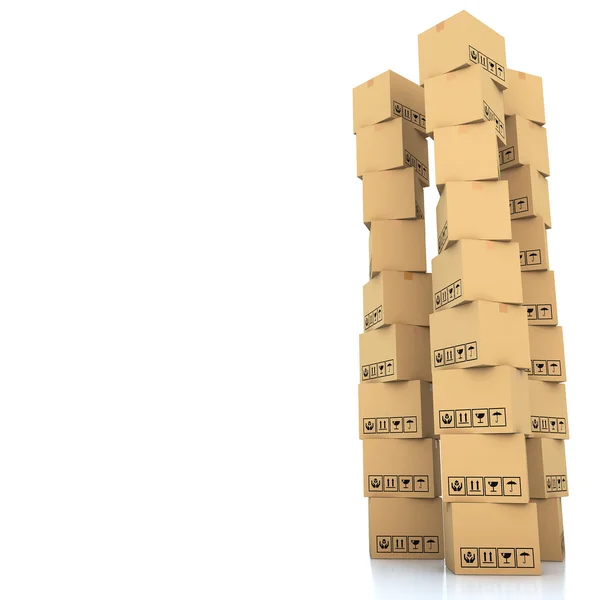 Cardboard boxes on white background 3d illustration — Stock Photo, Image