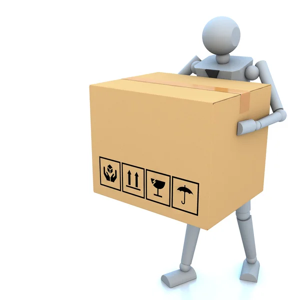 3D бізнесмен з картонними коробками в руці — стокове фото