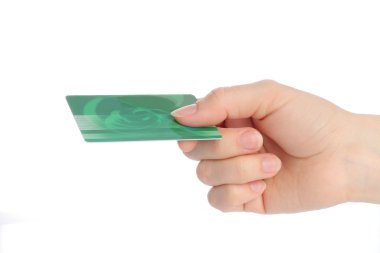 Hand holds charge card clipart